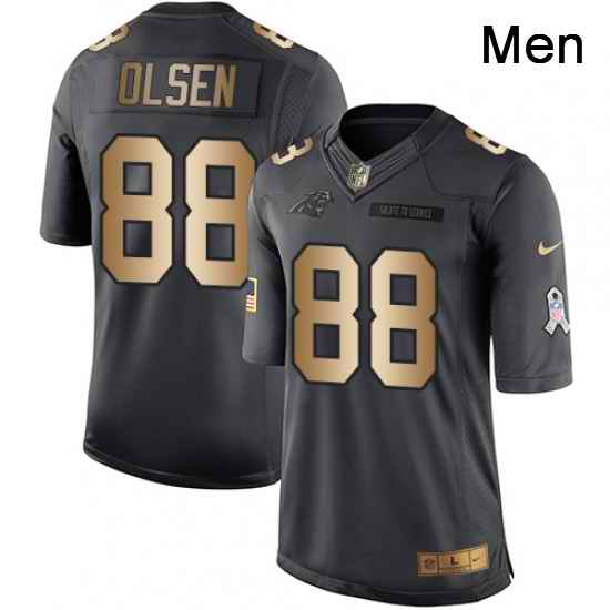 Mens Nike Carolina Panthers 88 Greg Olsen Limited BlackGold Salute to Service NFL Jersey